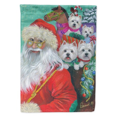 Carolines Treasures 28 x 0.01 x 40 in. Westie Christmas Santas Westies Canvas House Flag PPP3229CHF